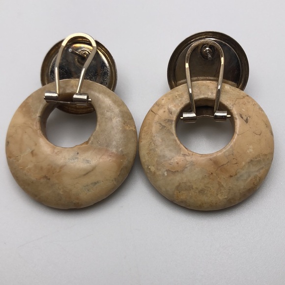 Vintage hinged stone door knocker earrings - Picture 3 of 5